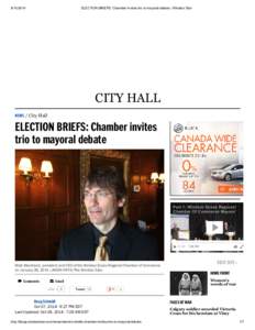 [removed]ELECTION BRIEFS: Chamber invites trio to mayoral debate | Windsor Star CITY HALL NEWS / City Hall