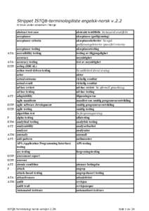 Strippet ISTQB-terminologiliste engelsk-norsk v.2.2 til bruk under eksamen i Norge ATA ATA EITP