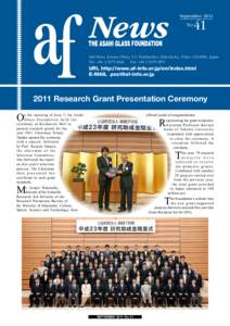 ASAHI GLASS FOUNDATION NEWS  News September 2011