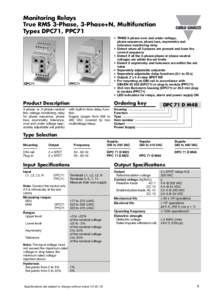 Monitoring Relays True RMS 3-Phase, 3-Phase+N, Multifunction Types DPC71, PPC71 DPC71