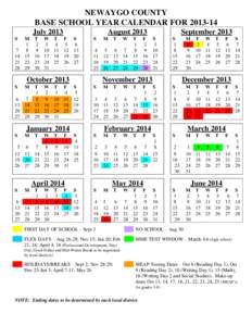 NEWAYGO COUNTY BASE SCHOOL YEAR CALENDAR FOR[removed]July 2013 S  M