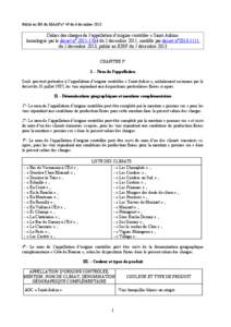 Publié au BO du MAAF n° 49 du 6 décembre[removed]Cahier des charges de l’appellation d’origine contrôlée « Saint-Aubin»