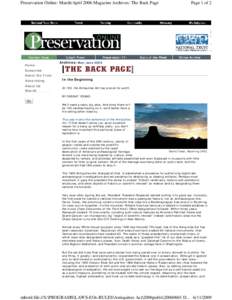 Preservation Online: March/April 2006 Magazine Archives: The Back Page  Home Page 1 of 2