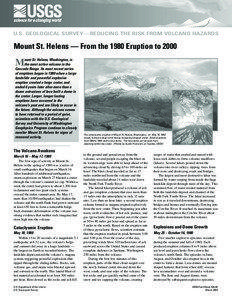 U.S. GEOLOGICAL SURVEY—REDUCING THE RISK FROM VOLCANO HAZARDS  Mount St. Helens — From the 1980 Eruption to 2000