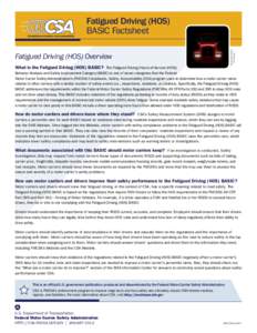 ©	iStockPhoto/ 	Firebrand Fatigued Driving (HOS) BASIC Factsheet Fatigued Driving (HOS) Overview