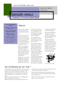 TWIN CITIES MODEL AE RO CLUB Newsletter Date : August 2001 Volume 1, Issue 1 EBENEZER HERALD The Newsletter of the Australian Ebenezer Register