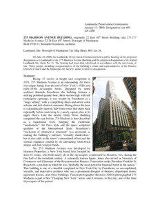 Landmarks Preservation Commission January 13, 2009, Designation List 409 LP-2286