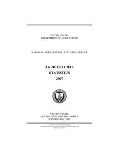 UNITED STATES DEPARTMENT OF AGRICULTURE NATIONAL AGRICULTURAL STATISTICS SERVICE  AGRICULTURAL