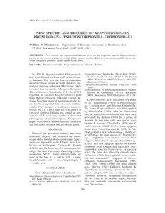 2000. The Journal of Arachnology 28:293–299  NEW SPECIES AND RECORDS OF KLEPTOCHTHONIUS