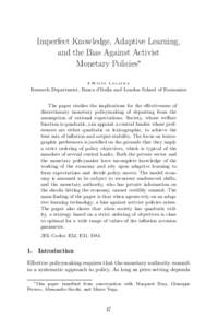 Imperfect Knowledge, Adaptive Learning, and the Bias Against Activist Monetary Policies