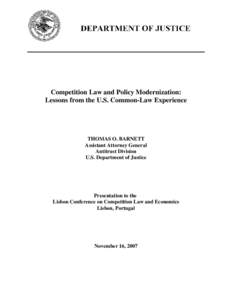 Competition Law and Policy Modernization: Lessons from the U.S. Common-Law Experience