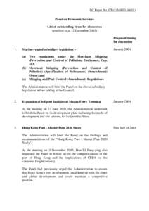 LC Paper No. CB[removed]Panel on Economic Services List of outstanding items for discussion (position as at 12 December[removed]Proposed timing for discussion