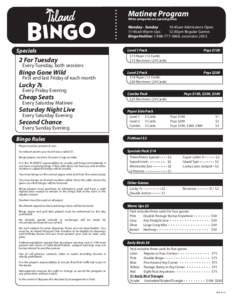 Bingo Matinee Program 8-14