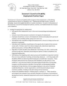 Governor’s Council on Disability - Employment Position Paper