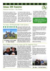 Autumn 2009 Newsletter Reflection from Chair— Kate Thomson This has been a summer of contrasts with beautiful warm sunshine