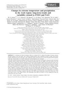 INTERNATIONAL JOURNAL OF CLIMATOLOGY Int. J. Climatol. 34: 581–[removed]Published online 6 May 2013 in Wiley Online Library (wileyonlinelibrary.com) DOI: [removed]joc[removed]Changes in extreme temperature and precipita