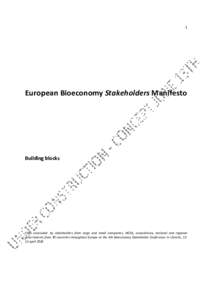 1  European Bioeconomy Stakeholders Manifesto Building blocks