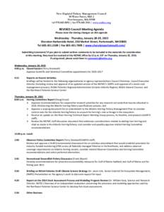 New England Fishery Management Council 50 Water Street, Mill 2 Newburyport, MA[removed]tel[removed] | fax[removed] | www.nefmc.org  REVISED Council Meeting Agenda