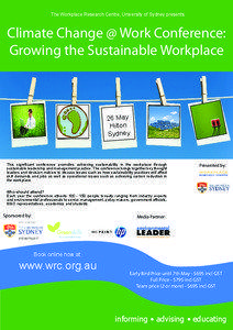 The Workplace Research Centre, University of Sydney presents:  Climate Change @ Work Conference:
