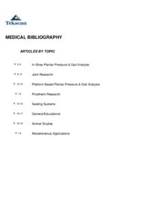 MEDICAL BIBLIOGRAPHY ARTICLES BY TOPIC P[removed]In-Shoe Plantar Pressure & Gait Analysis