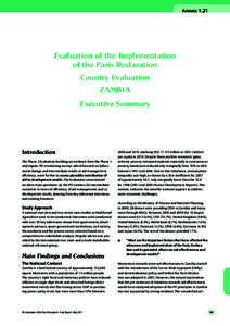 Annex[removed]Evaluation of the Implementation of the Paris Declaration Country Evaluation ZAMBIA