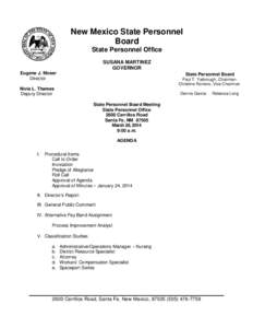 New Mexico State Personnel Board State Personnel Office SUSANA MARTINEZ GOVERNOR Eugene J. Moser