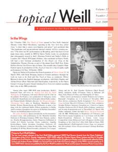 topical Weill  Volume 27 Number 2 Fall 2009