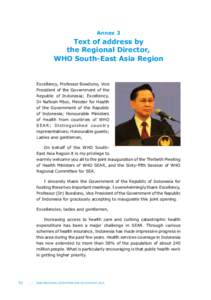 Annex 3  Text of address by the Regional Director, WHO South-East Asia Region