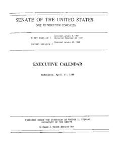 SENATE OF THE UNITED STATES ONE HUNDREDTH CONGRESS FIRST SESSION {  Convened January 6, 1987