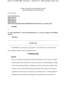 Case 1:11-cvREB Document 1  FiledUSDC Colorado Page 1 of 10 IN THE UNITED STATES DISTRICT COURT FOR THE DISTRICT OF COLORADO