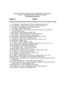 ANDHRA PRADESH PUBLIC SERVICE COMMISSION # HYDERABAD GROUP – I SERVICES (HONS. DEGREE STANDARD) REFERENCE BOOKS LIST PAPER – II:  Section I