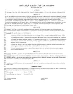 Mile High Radio Club Constitution Revised NovemberARTICLE I