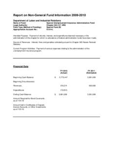 Report on Non-General Fund Information[removed]Department of Labor and Industrial Relations Name of Fund: Legal-Authority: Fund Type (Method of Funding): Appropriation Account No.: