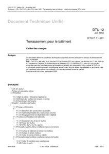 CD-DTU V2 - Edition[removed]Décembre 2007 Document : DTU 12 (DTU P11-201/CCH) (juin 1964) : Terrassement pour le bâtiment - Cahier des charges (DTU retiré)