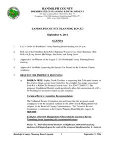 RANDOLPH COUNTY DEPARTMENT OF PLANNING & DEVELOPMENT 204 East Academy Street • Post Office Box 771 Telephone: ([removed]Asheboro, North Carolina[removed] • Fax: ([removed]