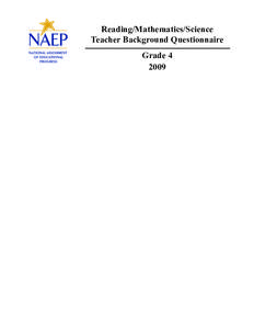 NAEP Mathematics Teacher Background Questionnaire 2009: Grade 4