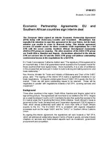 IP[removed]Brussels, 4 June 2009 Economic Partnership Agreements: EU Southern African countries sign interim deal