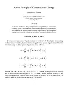 A New Principle of Conservation of Energy Alejandro A. Torassa Creative Commons Attribution 3.0 License[removed]Buenos Aires, Argentina [removed]