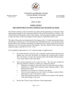 UNITED STATES DISTRICT COURT KENNETH A. WELLS CLERK OF COURT CENTRAL DISTRICT OF ILLINOIS OFFICE OF THE CLERK