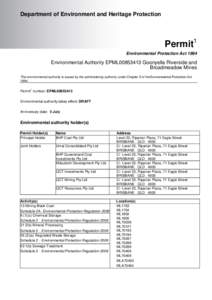 Environmental Authority application – BHP Coal Pty Ltd –  ML1763, ML1764, ML1802, ML1900, ML70038, ML70121, ML70193, ML70194, ML70287, ML70288, ML70289, ML70468, ML70469