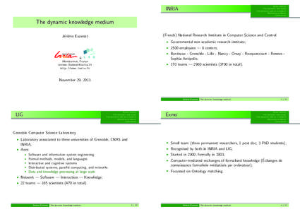 Exmo activity The semantic web today The semantic web as a medium Mediation problems Conclusions