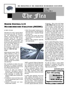 THE NEWSLETTER OF THE CHERRYWOOD NEIGHBORHOOD ASSOCIATION July 2002 Volume 7, No. 4 NORTH CENTRAL I-35 NEIGHBORHOODS COALITION (NCINC)