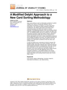 Vol. 4, Issue 1, November 2008, pp[removed]A Modified Delphi Approach to a New Card Sorting Methodology Celeste Lyn Paul Senior Interaction Architect