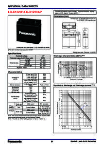 INDIVIDUAL DATA SHEETS  LC-X1220P/LC-X1220AP For main and standby power supplies. Expected trickle life: Approx. 6 years at 25°C, Approx. 10 years at 20°C.