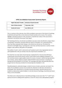 DRAFT ACCREDITATION AND APPROVAL REPORT