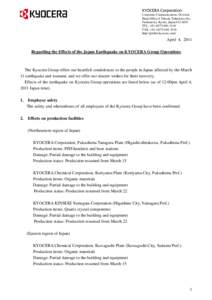 Sendai / Economy of Japan / Japan / Asia / Kyocera / Tōhoku earthquake and tsunami / Kawasaki Heavy Industries