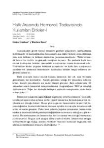 Hacettepe Üniversitesi Eczacılık Fakültesi Dergisi Cilt 24 / Sayı 1 / Ocak[removed]ss[removed]