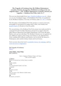 The Tragedie of Coriolanus from Mr. William Shakespeares comedies, histories, & tragedies. Published according to the true originall copies. — Mr. VVilliam Shakespeares comedies, histories, & tragedies — Bodleian Fir