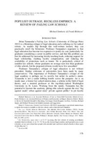 Copyright 2014 by Michael Simkovic & Frank McIntyre Northwestern University Law Review Vol[removed]POPULIST OUTRAGE, RECKLESS EMPIRICS: A