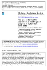 Too good to be true? An assessment of health system progress in Afghanistan, 2002–2012